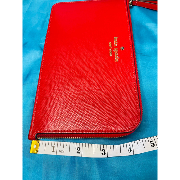 Kate Spade Red Leather Wristlet Clutch Gold Hardware - Picture 4 of 8